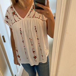 Embroidered Floral Babydoll Top